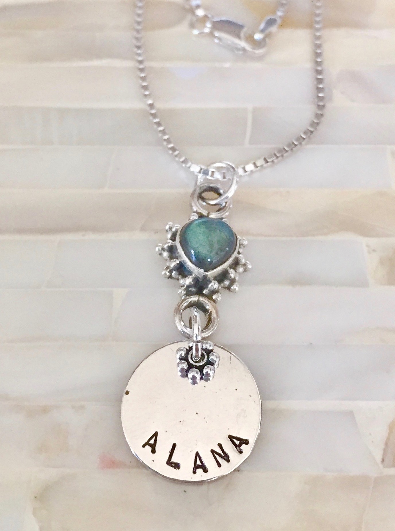 Personalized Gemstone Name Necklace- Moonstone gemstone