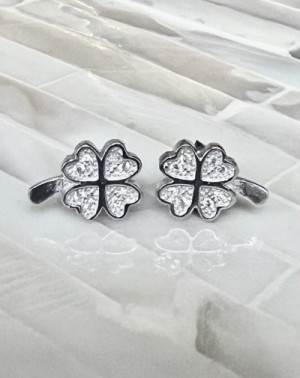 clover sterling silver earrings- 4 leaf- good luck