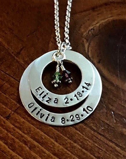 Layered Name Circle Necklace- Washer Necklace