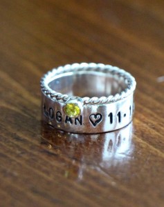 Stackable Family Name Birthstone Ring