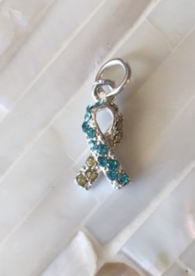 yellow and blue Down syndrome awareness ribbon