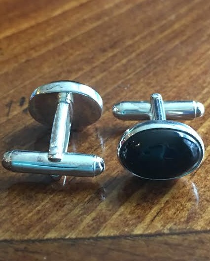 Black Onyx Cuff links sterling silver