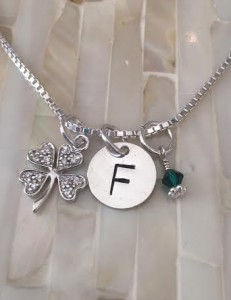Personalized Irish Shamrock Necklace- four leaf clover