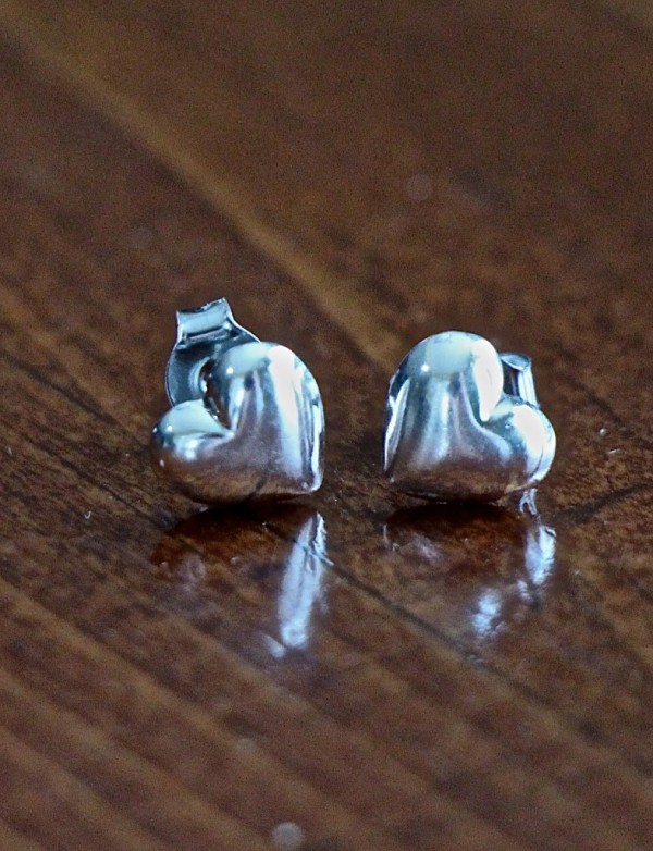 Heart Earrings Sterling Silver Studs