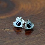 Heart Paw Print Earrings- Studs