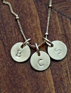 Initial Gold Charm Necklace- Three initials