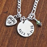 mothers name necklace adoption baby feet heart