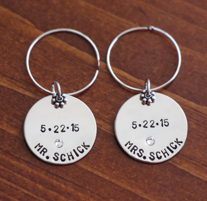 Wedding anniversary personalized wine charms