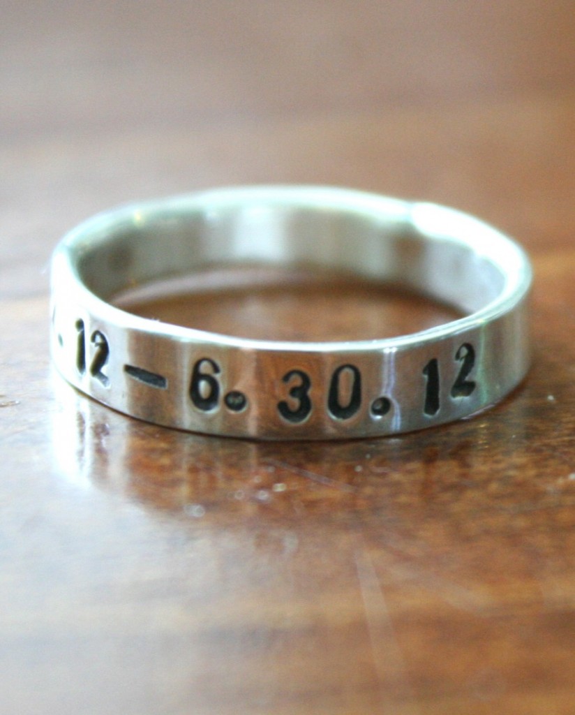 Date Name Ring- Thin Band personalized