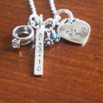 Wedding Initial Date Heart Necklace