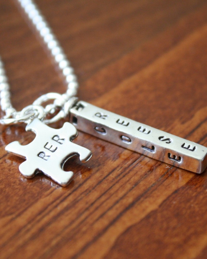 Autism Name Bar Personalized Necklace kandsimpressions