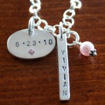Name oval necklace birthstone