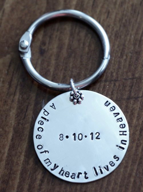 New handmade keyring "a piece of my heart lives in heaven" 