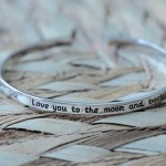 love you to the moon and back cuff bracelet- sterling silver