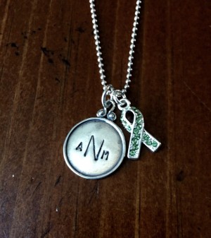 Lymphoma Monogram Necklace- Lime Green Awareness Ribbon