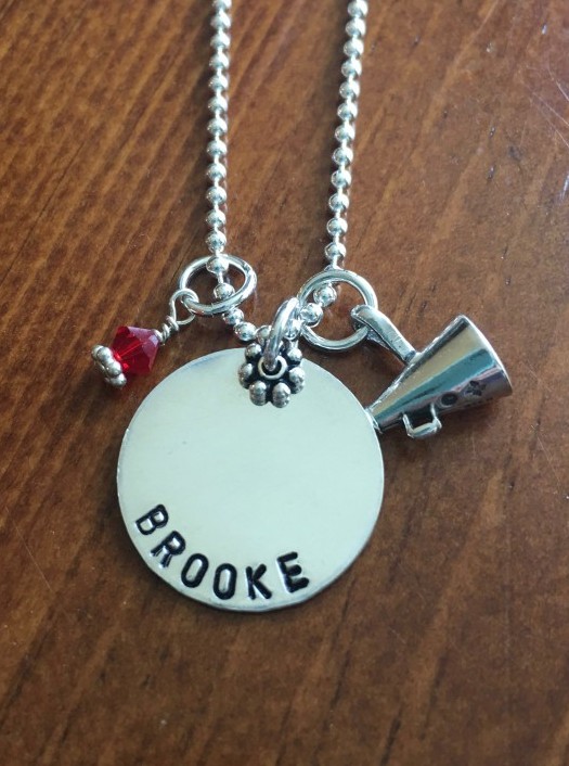 cheerleader personalized necklace megaphone charm