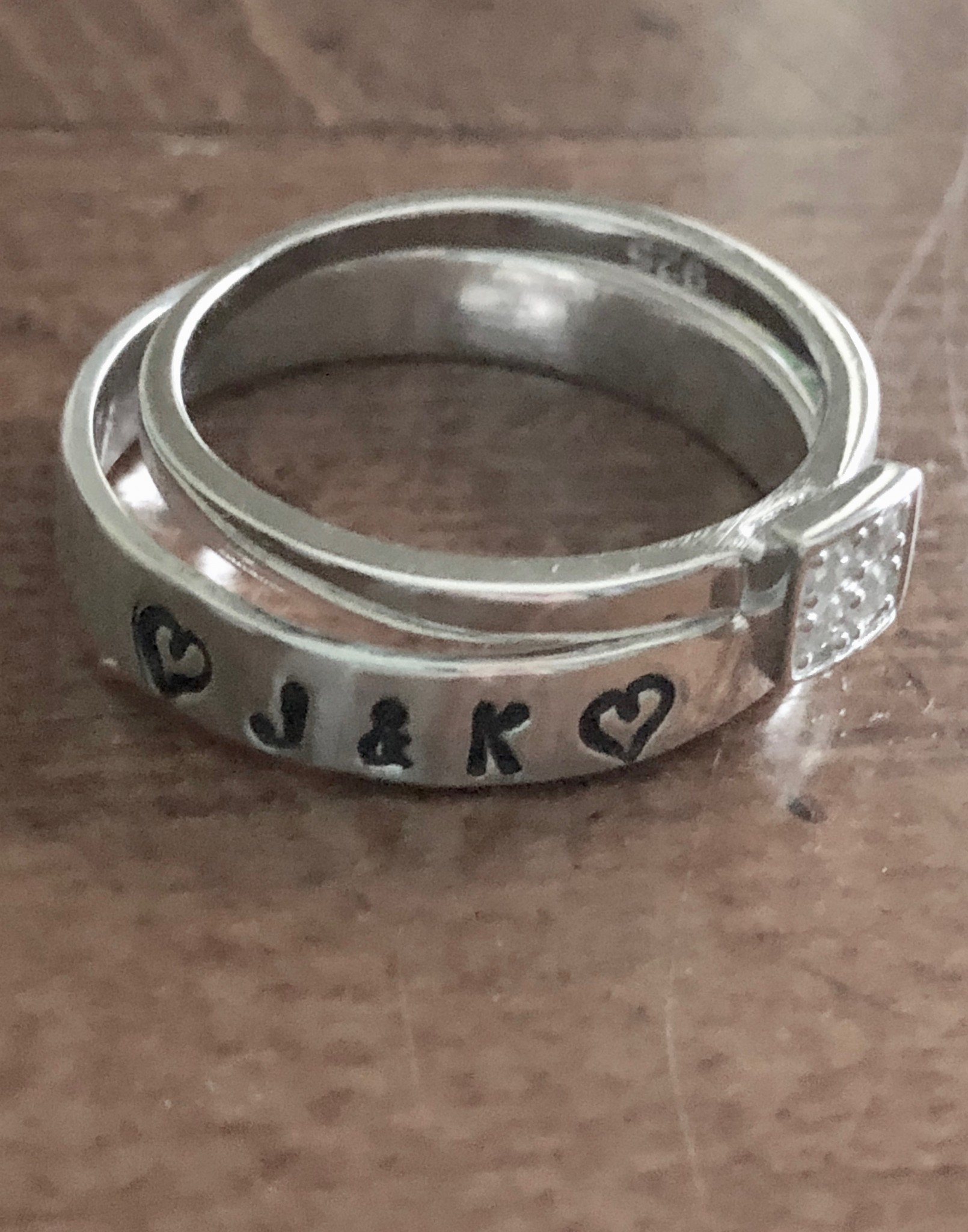 anniversary couples initial CZ ring kandsimpressions