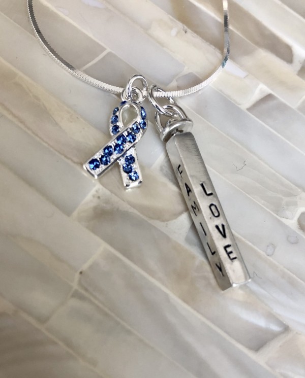 personalized brain injury blue ribbon necklace gift