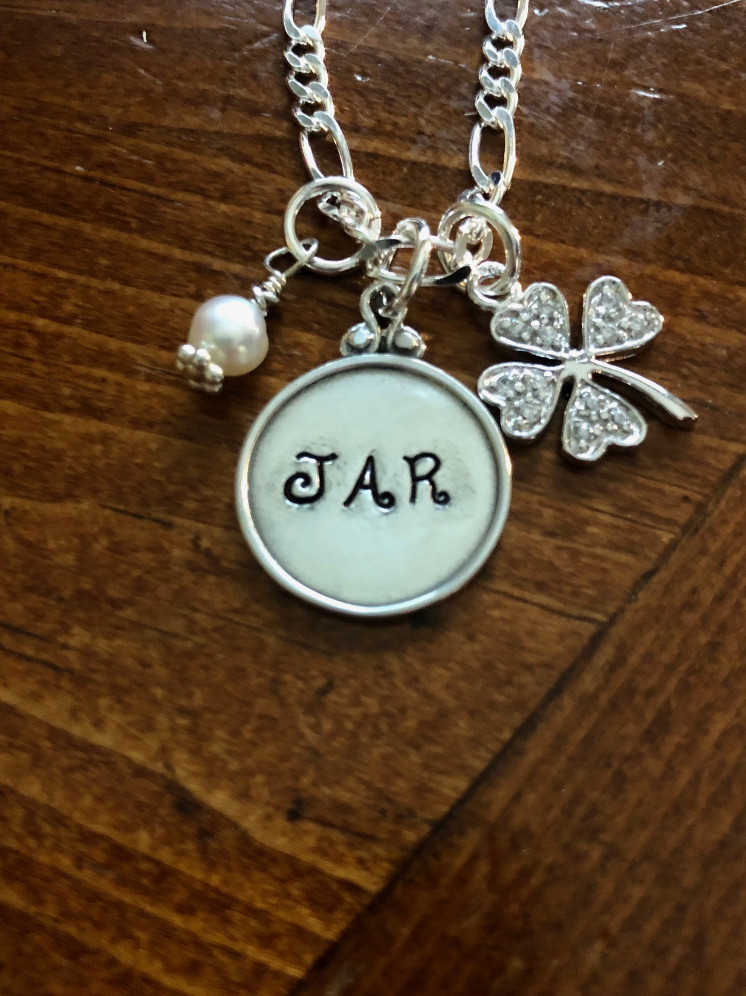 Personalized Four Leaf Clover Charm Necklace