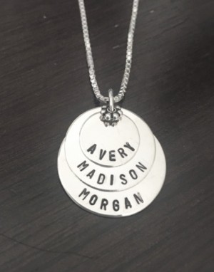 layered name necklace mom of three