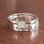 Name Date CZ personalized ring- Anniversary- Wedding- Engagement- Bridal gift