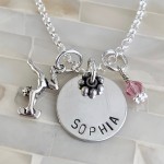 Gymnastics Name Personalized Birthstone Necklace- Sterling Silver