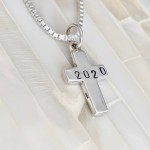 cross charm custom date- baptism, confirmation gift