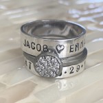 anniversary ring mothers family names dates stacking pave cz set