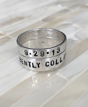 personalized stacking ring set kids names annviersary date