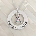 mothers necklace child name autism ribbon