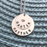 two children name necklace, mom two kids gift