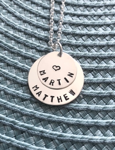 two children name necklace, mom two kids gift