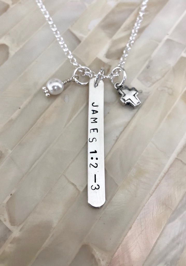 religious necklace- personalized cross- bible verse