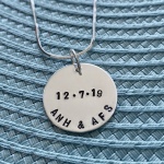 anniversary date, couple's necklace, initials