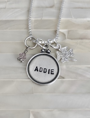 Irish Clover Personalized necklace- birthstone name