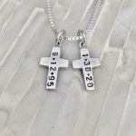 Memorial Date Necklace- Religious Cross personalized