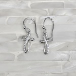 Cross CZ Earrings- Elegant Religious Jewelry- Sterling Silver