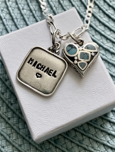 mother's love necklace, child's name, kids name, heart