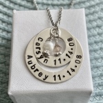 kids name birthdate necklace, gift for mom