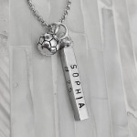 soccer player name number necklace gift