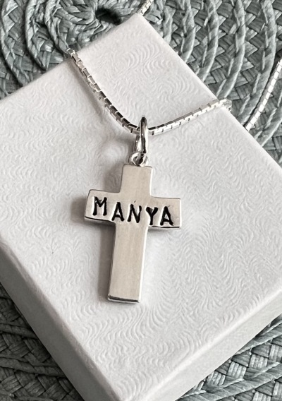 cross name or date necklace