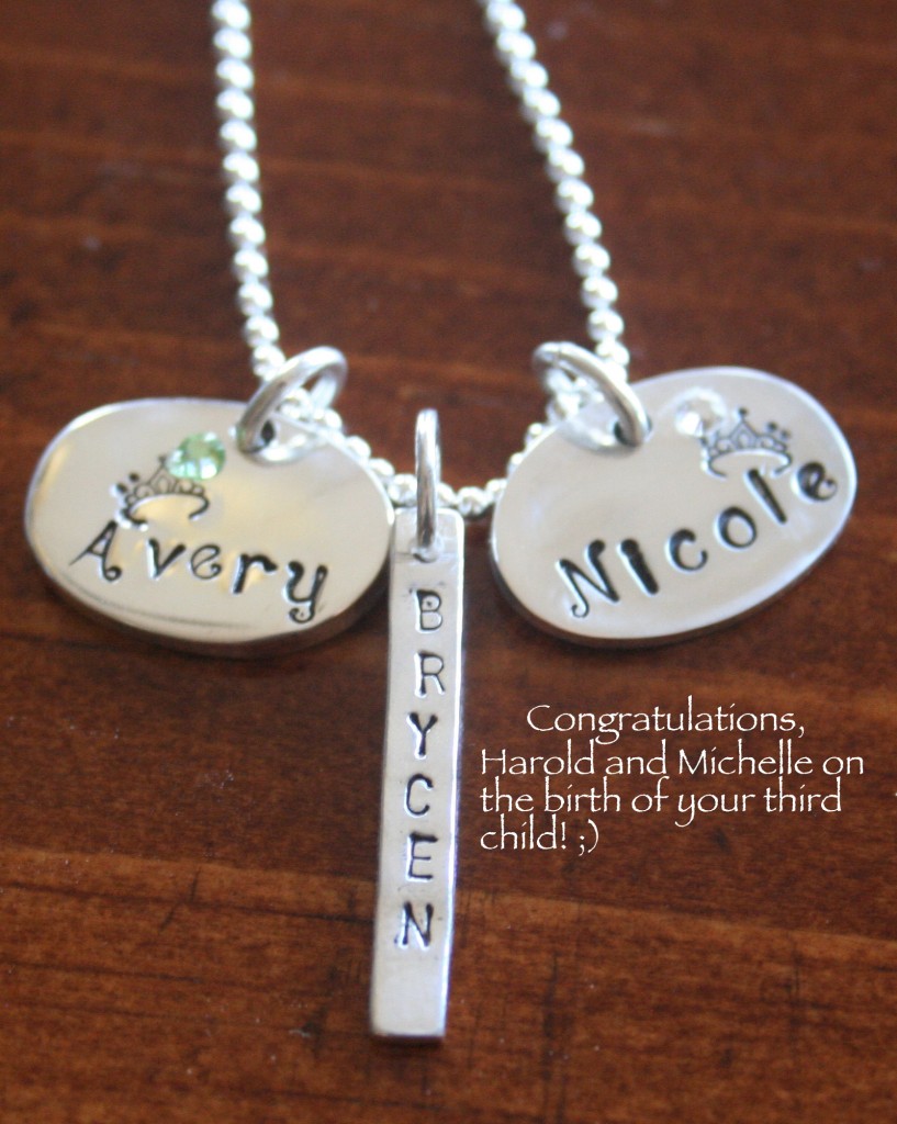 New Baby Push Present HandStamped Sterling Silver
